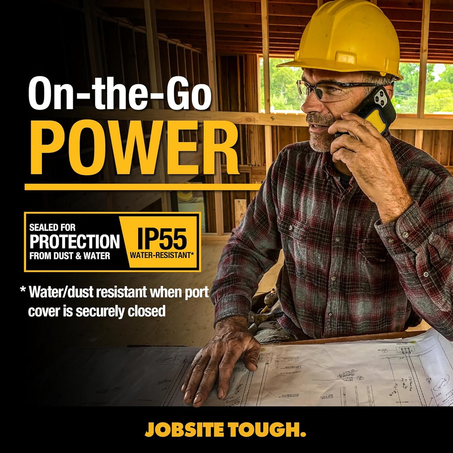 DEWALT 5,000mAh Magnetic Power Bank – Rugged Wireless Fast Charger w/USB-C Cable