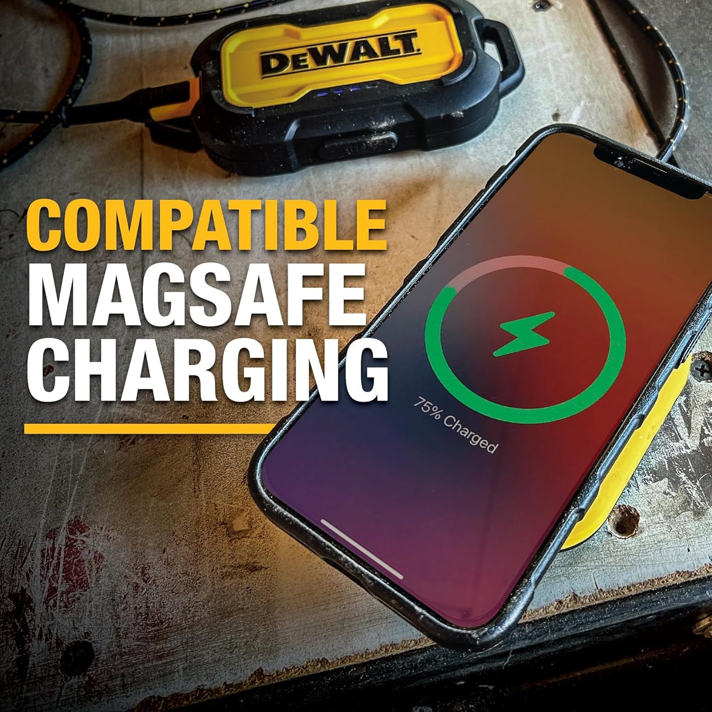 DEWALT Heavy-Duty iPhone MagSafe Case – Shockproof, Drop-Resistant, Matte Black