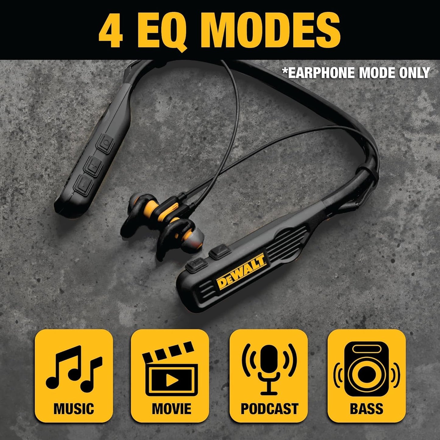 DEWALT Black Edition 2-in-1 Neckband Headphones & Wearable Speaker