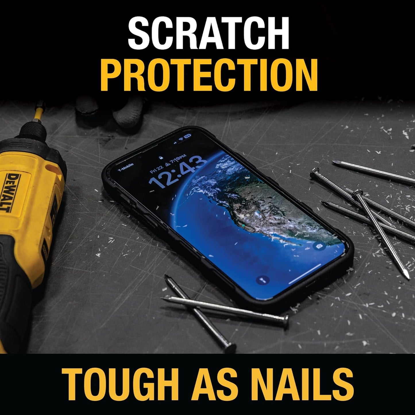 DEWALT Heavy-Duty Tempered Glass Screen Protector – 2-Pack, iPhone (Easy Install)