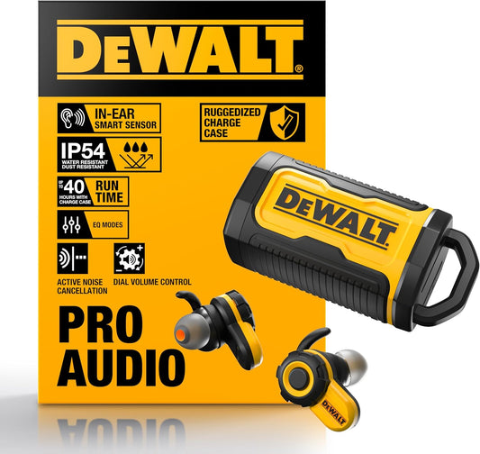 DEWALT Pro X2 ANC True Wireless Earbuds – 38dB Noise Canceling