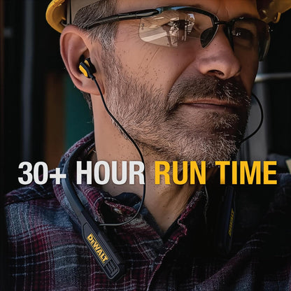 DEWALT Black Edition Bluetooth Neckband Headphones – 30H Wireless Jobsite Earbuds