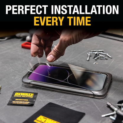 DEWALT Heavy-Duty Tempered Glass Screen Protector – 2-Pack, iPhone (Easy Install)
