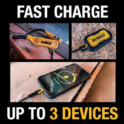 DEWALT Heavy Duty 65W USB-C GaN Wall Charger – 3-Port Fast PD Compact Adapter