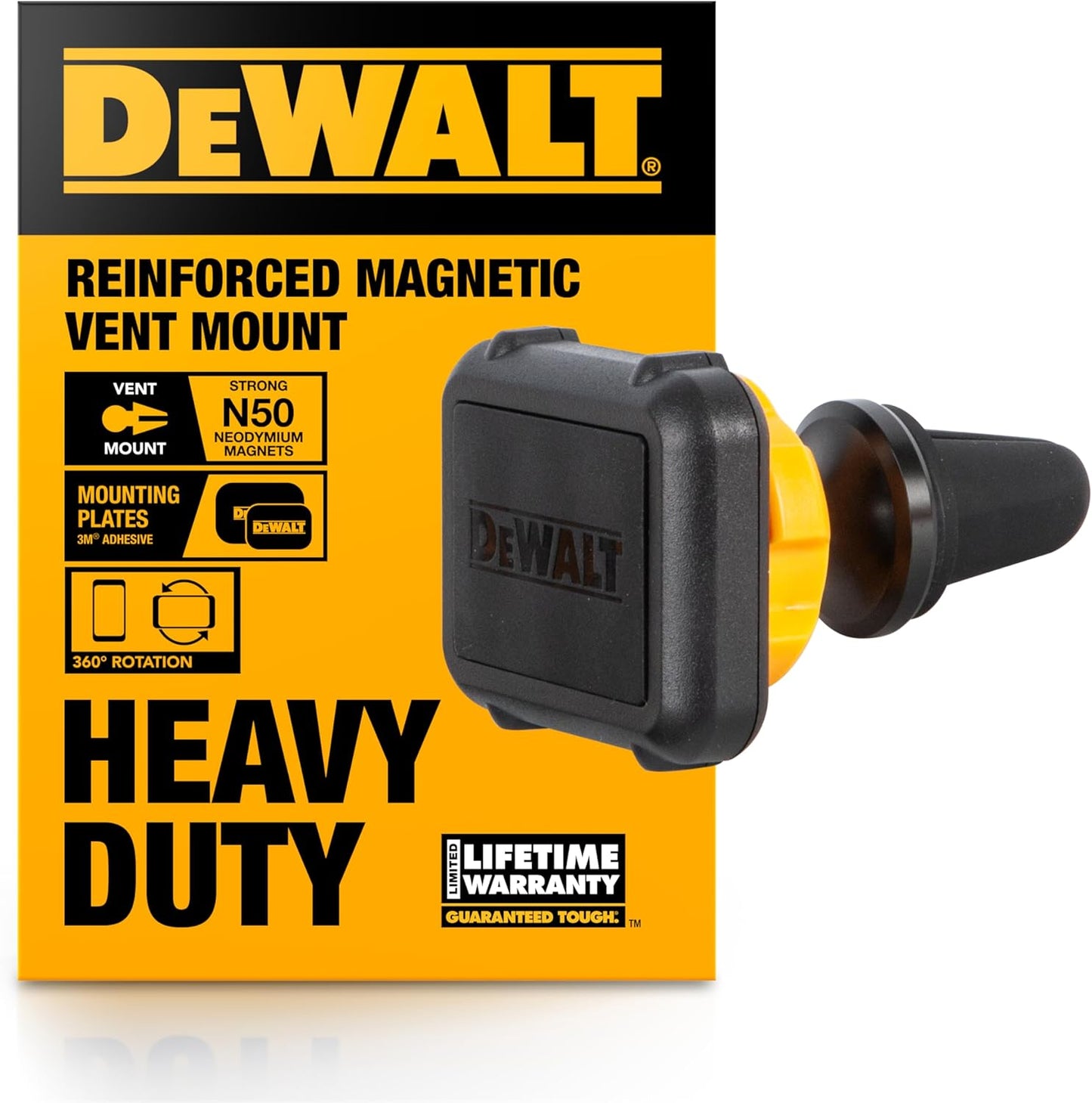 DEWALT Heavy Duty Magnetic Car Phone Holder – Universal Air Vent Mount