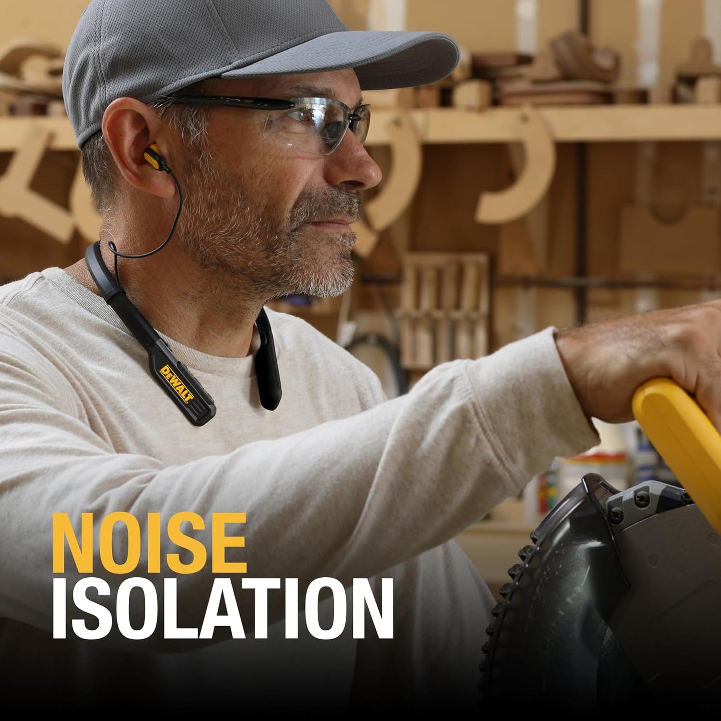 DEWALT Black Edition Bluetooth Neckband Headphones – 30H Wireless Jobsite Earbuds