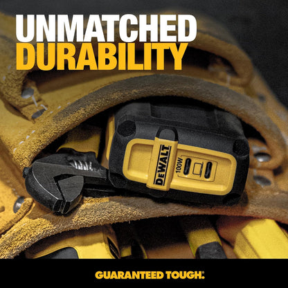 DEWALT Heavy Duty 100W USB-C GaN Wall Charger – Dual Port Fast PD Charger Block