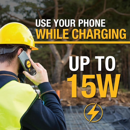 DEWALT Heavy Duty 15W Wireless Charger Pad – MagSafe Compatible iPhone Charger w/Wall Mount