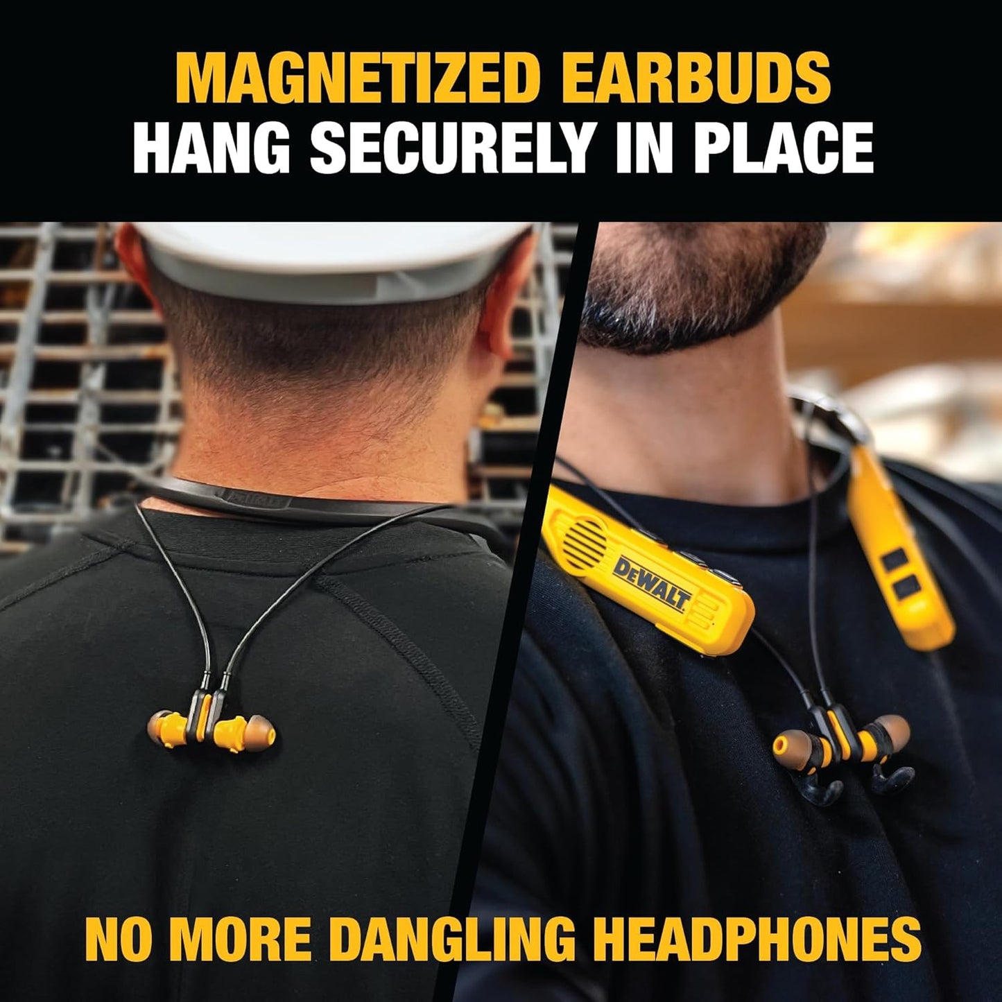 DEWALT 2-in-1 Bluetooth Neckband Headphones with Built-In Speakers