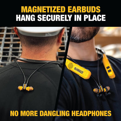 DEWALT 2-in-1 Bluetooth Neckband Headphones with Built-In Speakers