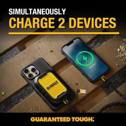 DEWALT 5,000mAh Magnetic Power Bank – Rugged Wireless Fast Charger w/USB-C Cable