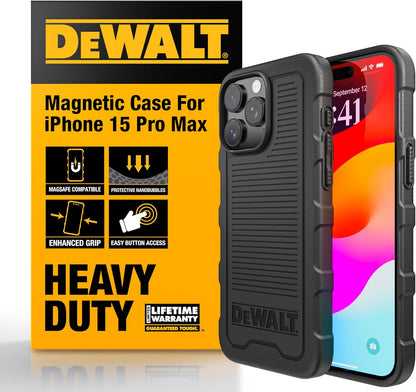 DEWALT Heavy-Duty iPhone MagSafe Case – Shockproof, Drop-Resistant, Matte Black