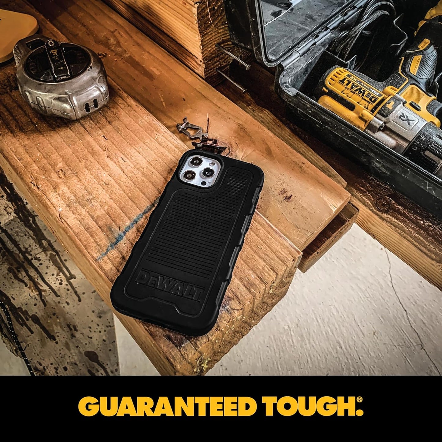 DEWALT Heavy-Duty iPhone MagSafe Case – Shockproof, Drop-Resistant, Matte Black