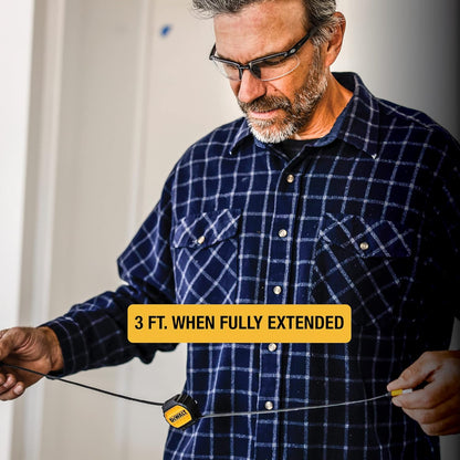 DEWALT 3-in-1 Retractable Charging Cord – 3ft Heavy-Duty Fast Charger USB-C, Lightning & Micro USB