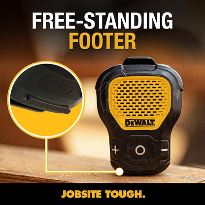 DEWALT Wearable Bluetooth Speaker – Updated Clip-On Jobsite Portable Speaker w/Mic
