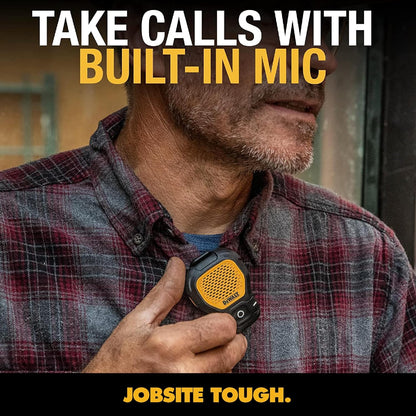 DEWALT Wearable Bluetooth Speaker – Updated Clip-On Jobsite Portable Speaker w/Mic