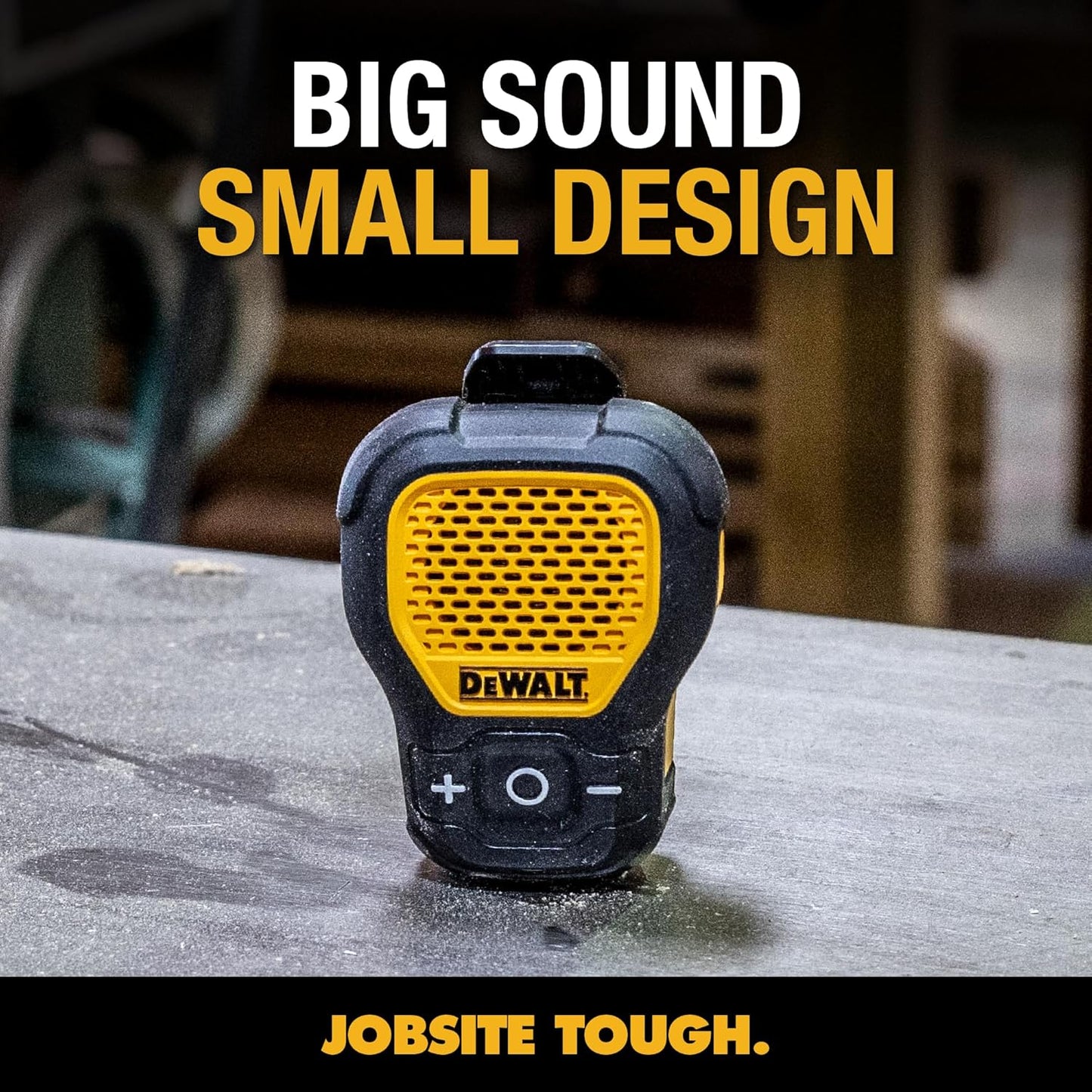DEWALT Wearable Bluetooth Speaker – Updated Clip-On Jobsite Portable Speaker w/Mic