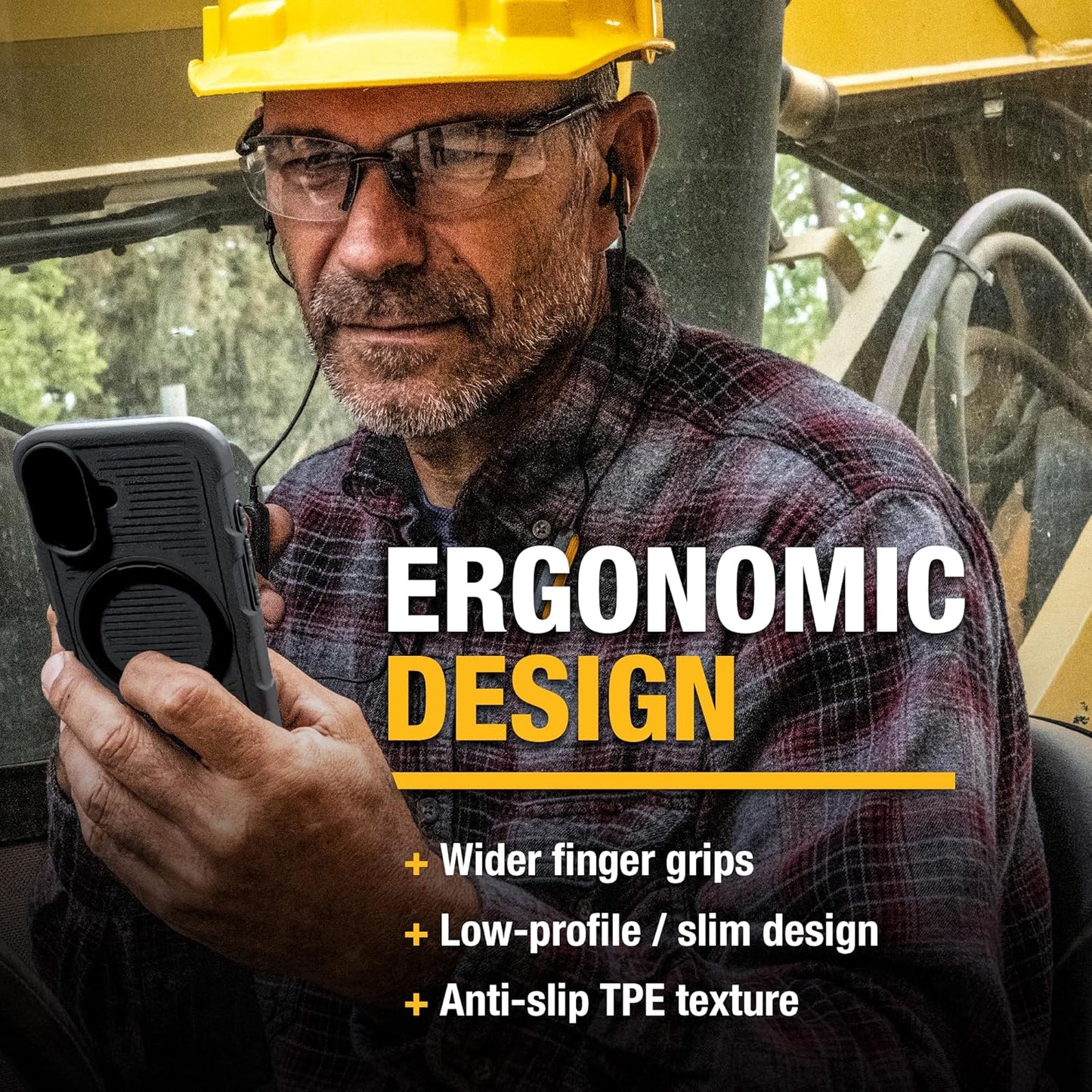 DEWALT 360° Magnetic Ring Case for iPhone 16 – Heavy-Duty, Kickstand & Grip
