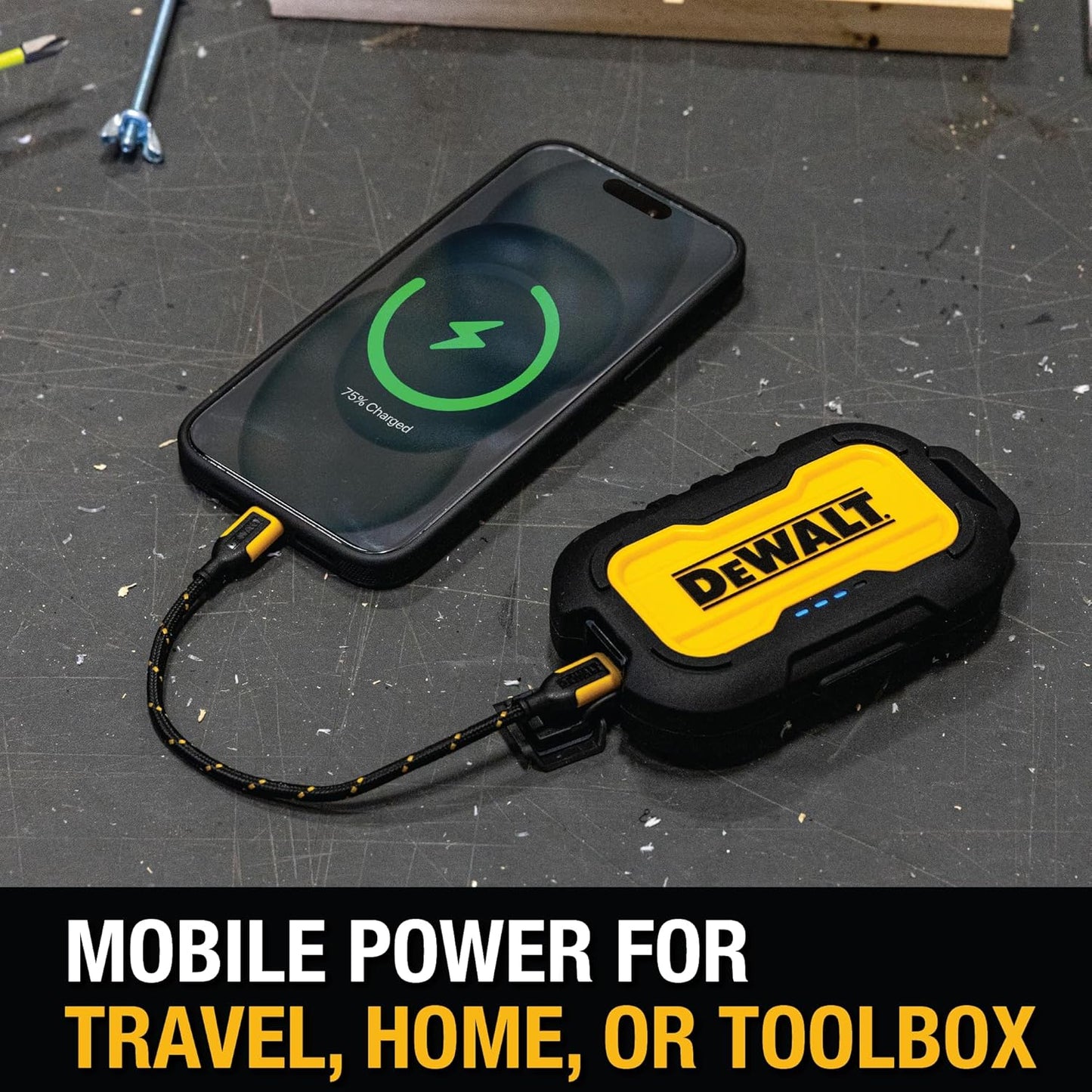 DEWALT Heavy Duty USB-C to USB-C Short Cable (2-Pack, 6in) – 60W PD Fast Charging Cord