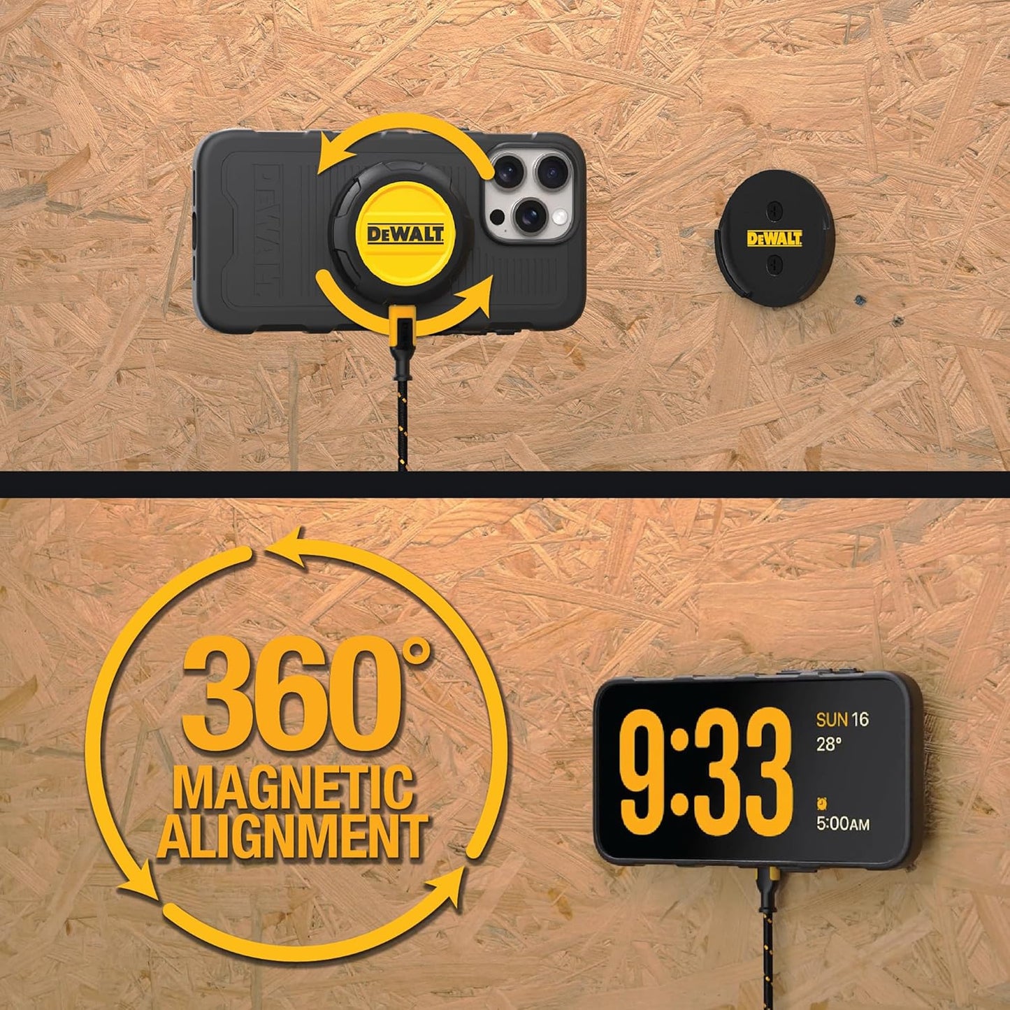 DEWALT Heavy Duty 15W Wireless Charger Pad – MagSafe Compatible iPhone Charger w/Wall Mount