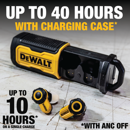 DEWALT Pro X2 ANC True Wireless Earbuds – 38dB Noise Canceling