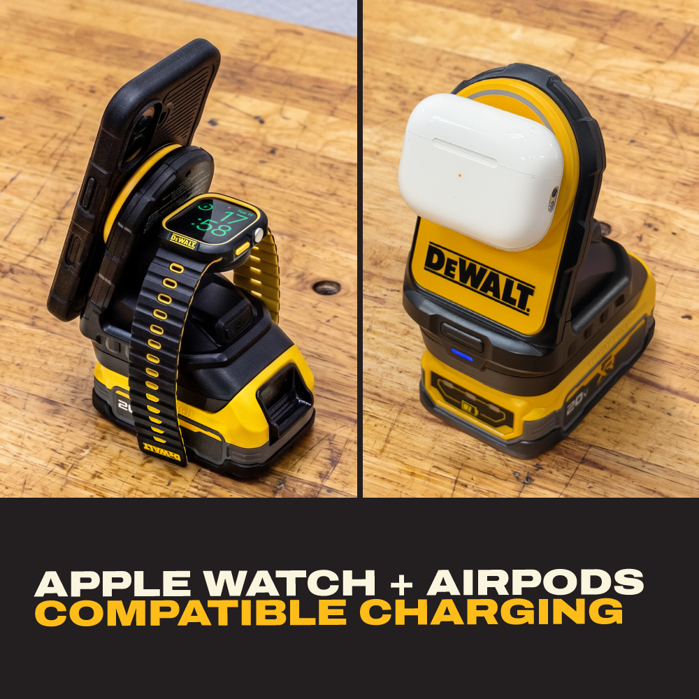 DEWALT 2-in-1 Magnetic Wireless Charger for Phone and Apple Watch, 20V MAX