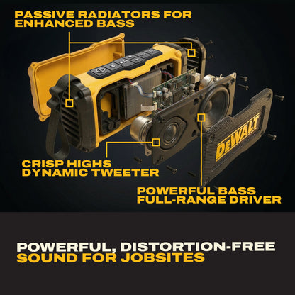 DEWALT Magnetic ToughSound Pro Bluetooth Speaker – 22W Jobsite Wireless Portable Speaker w/Built-in Magnets, IP67 Dust & Waterproof, 14H Runtime, Auracast Multi-Speaker Linking & EQ Modes