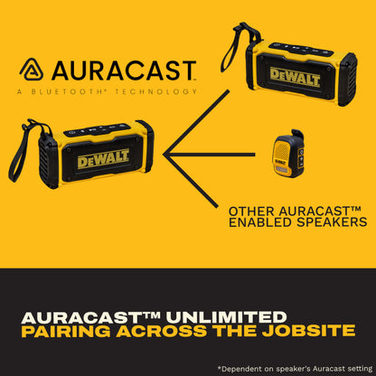 DEWALT Magnetic ToughSound Pro Bluetooth Speaker – 22W Jobsite Wireless Portable Speaker w/Built-in Magnets, IP67 Dust & Waterproof, 14H Runtime, Auracast Multi-Speaker Linking & EQ Modes