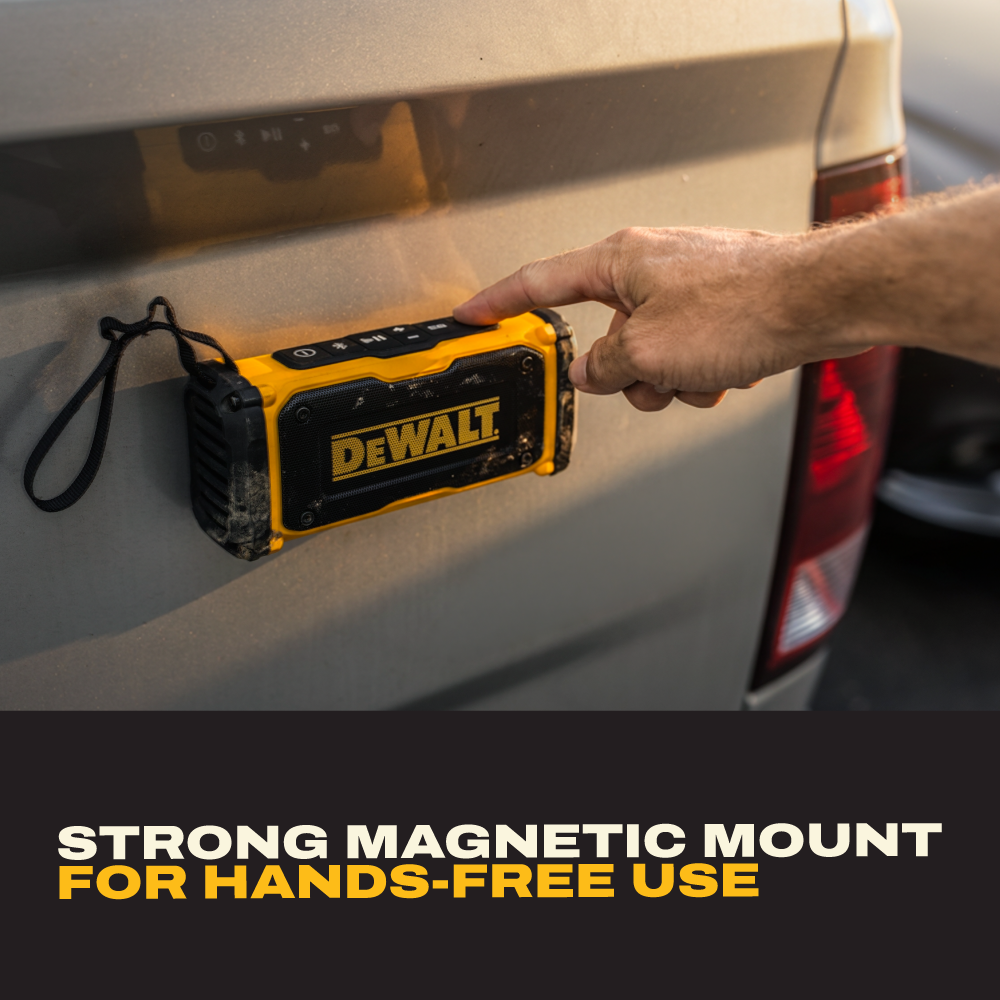 DEWALT Magnetic ToughSound Pro Bluetooth Speaker – 22W Jobsite Wireless Portable Speaker w/Built-in Magnets, IP67 Dust & Waterproof, 14H Runtime, Auracast Multi-Speaker Linking & EQ Modes