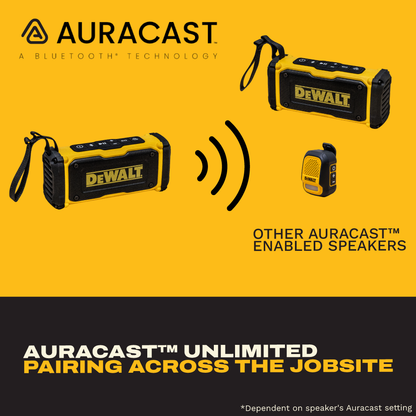 DEWALT Magnetic ToughSound Pro Bluetooth Speaker – 22W Jobsite Wireless Portable Speaker w/Built-in Magnets, IP67 Dust & Waterproof, 14H Runtime, Auracast Multi-Speaker Linking & EQ Modes