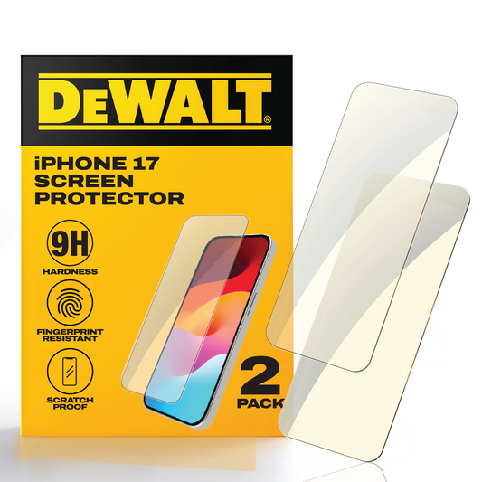 DEWALT Glass Screen Protectors for iPhone 17 Air/Pro/Pro Max (2-Pack) – HD Clear 9H Glass
