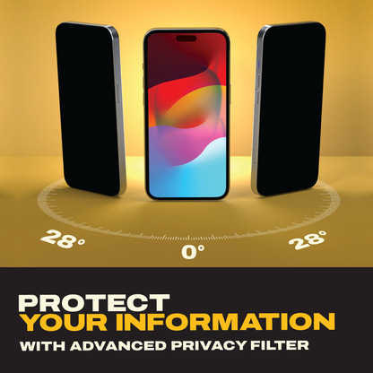 DEWALT Privacy Screen Protectors for iPhone 17 Air/Pro/Pro Max (2-Pack) – Anti-Spy 9H Glass