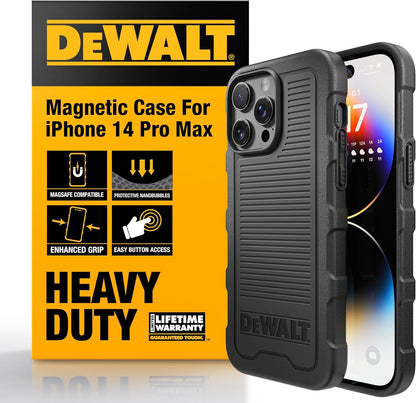 DEWALT Heavy-Duty iPhone MagSafe Case – Shockproof, Drop-Resistant, Matte Black