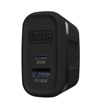 2-Port PD & QC Wall Charger 38W, BLACK