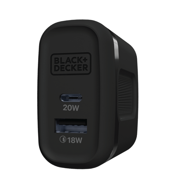 2-Port PD & QC Wall Charger 38W, BLACK