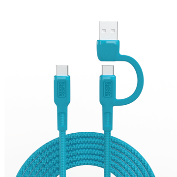 2-IN-1 COMBO CABLE, C TO C W/USB-A, 3FT, LOCH NESS